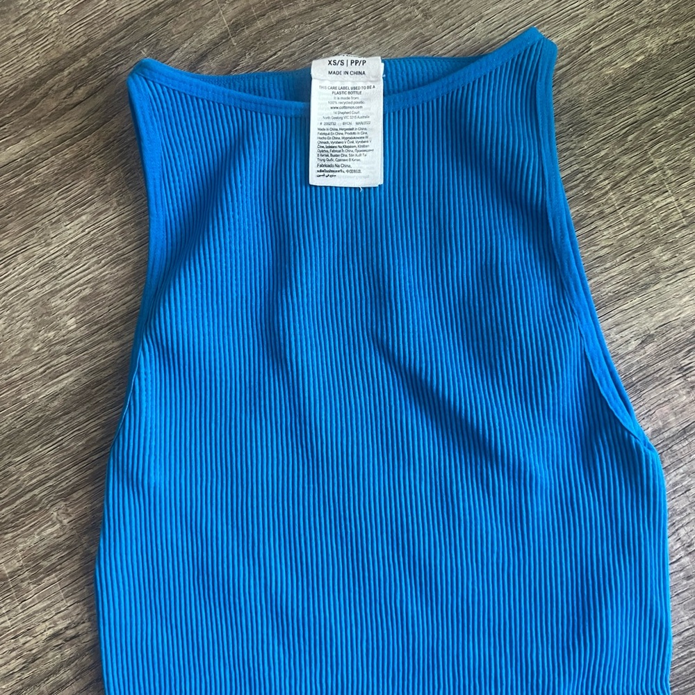 Blue Ribbed Women's Top